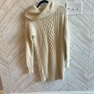 American Eagle Outfitters Cream Cowl Neck Sweater Dress